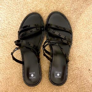 Black studded strappy sandals